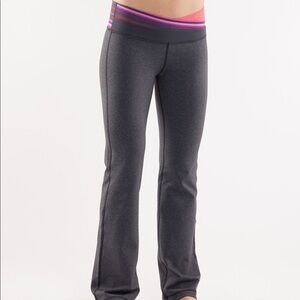 Lululemon grey Astro pant pink red waist flare